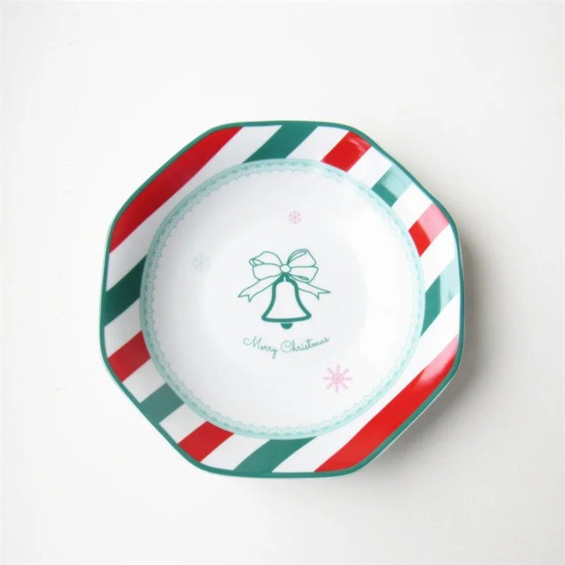 Милая мультяшная рождественская посуда 8-дюймовая восьмиугольная тарелка ins wind, термостойкая западная пищевая тарелка, Рождественская бытовая тарелка Изображение 1