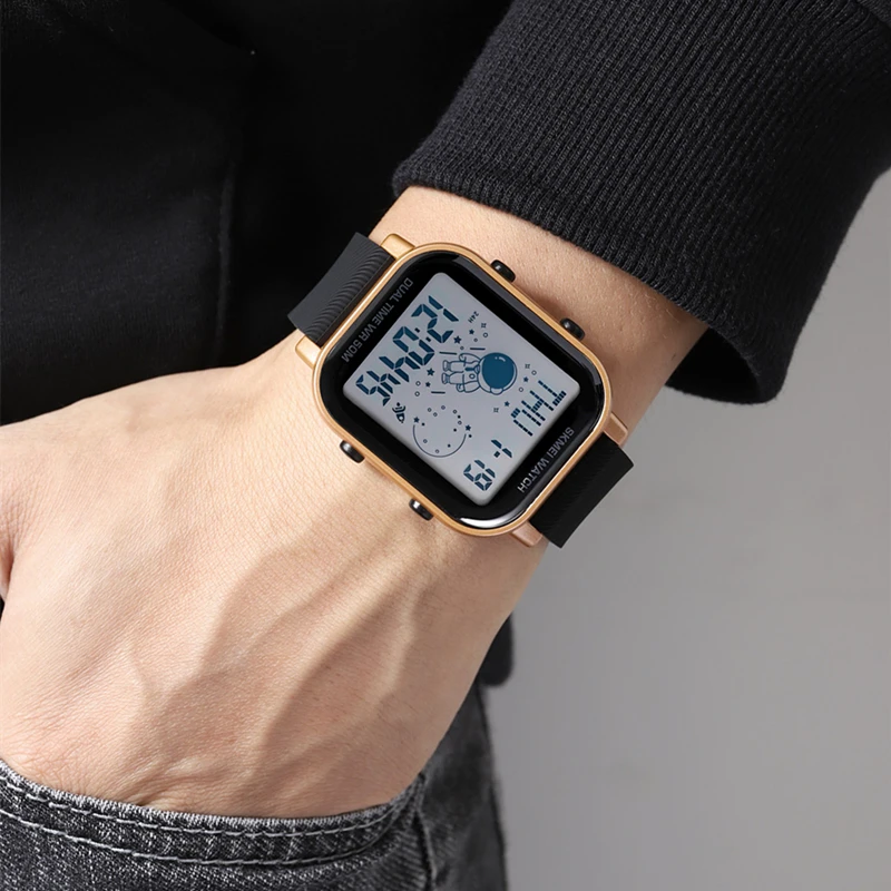 Модные Цифровые Часы Бренда SKMEI LED Водонепроницаемый Секундомер Дата 2 Времени Электронные Часы Повседневные Спортивные Часы Для Мужчин Reloj Hombre Изображение 1