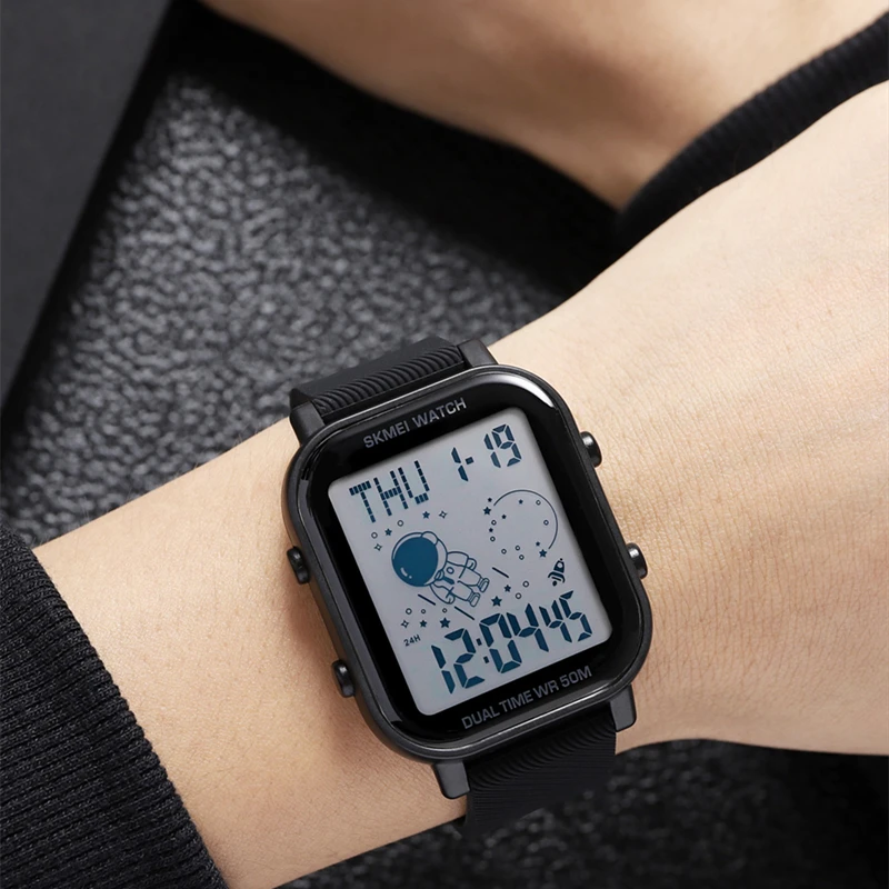 Модные Цифровые Часы Бренда SKMEI LED Водонепроницаемый Секундомер Дата 2 Времени Электронные Часы Повседневные Спортивные Часы Для Мужчин Reloj Hombre Изображение 2
