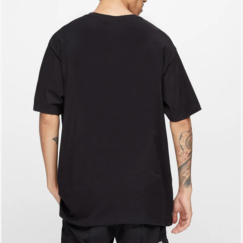 Мужская футболка из высококачественного хлопка с коротким рукавом и принтом, удобная черная футболка 2023, лето Изображение 1