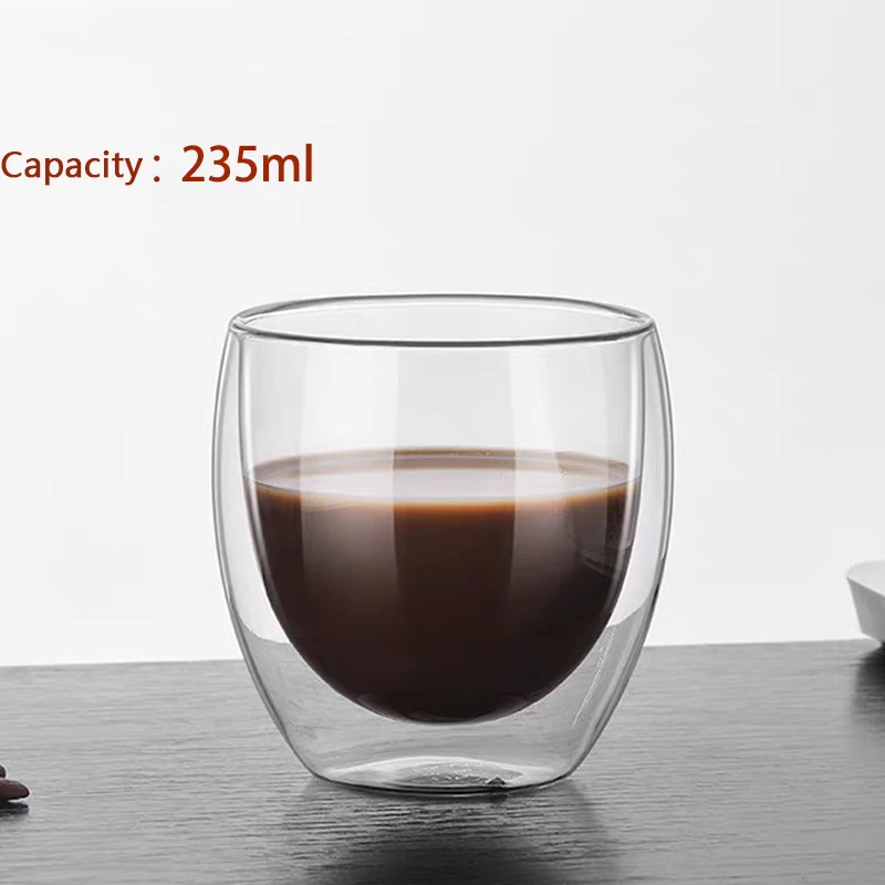 Набор стеклянных кофейных чашек, 2/6 двухслойных, термостойких, используются для офиса, напитков, чашек эспрессо или молока Изображение 3