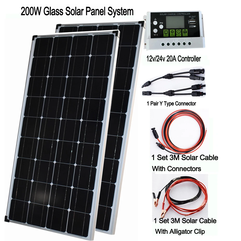 Полный комплект стеклянной солнечной панели мощностью 200 Вт, 36шт 3,3 Вт/солнечная батарея Мощная мощность 25 Лет гарантии качества Изображение 0