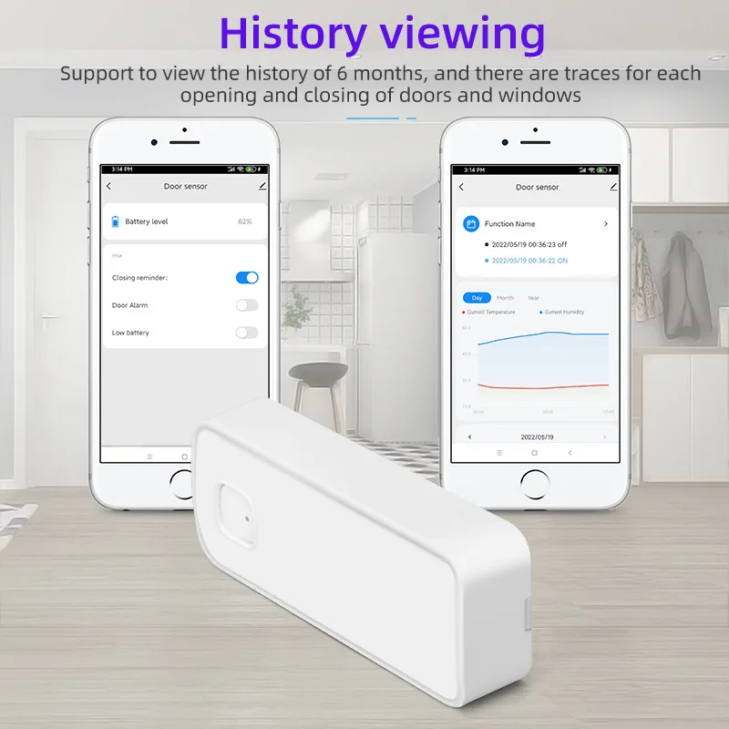 Работа с Alexa Google Home, магнитный датчик двери, 2 В 1, автоматическое напоминание о сигнализации в помещении, умный датчик, умный дом Изображение 1