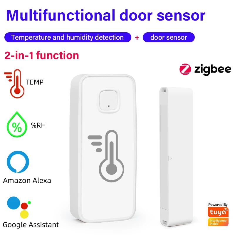 Работа с Alexa Google Home, магнитный датчик двери, 2 В 1, автоматическое напоминание о сигнализации в помещении, умный датчик, умный дом Изображение 3