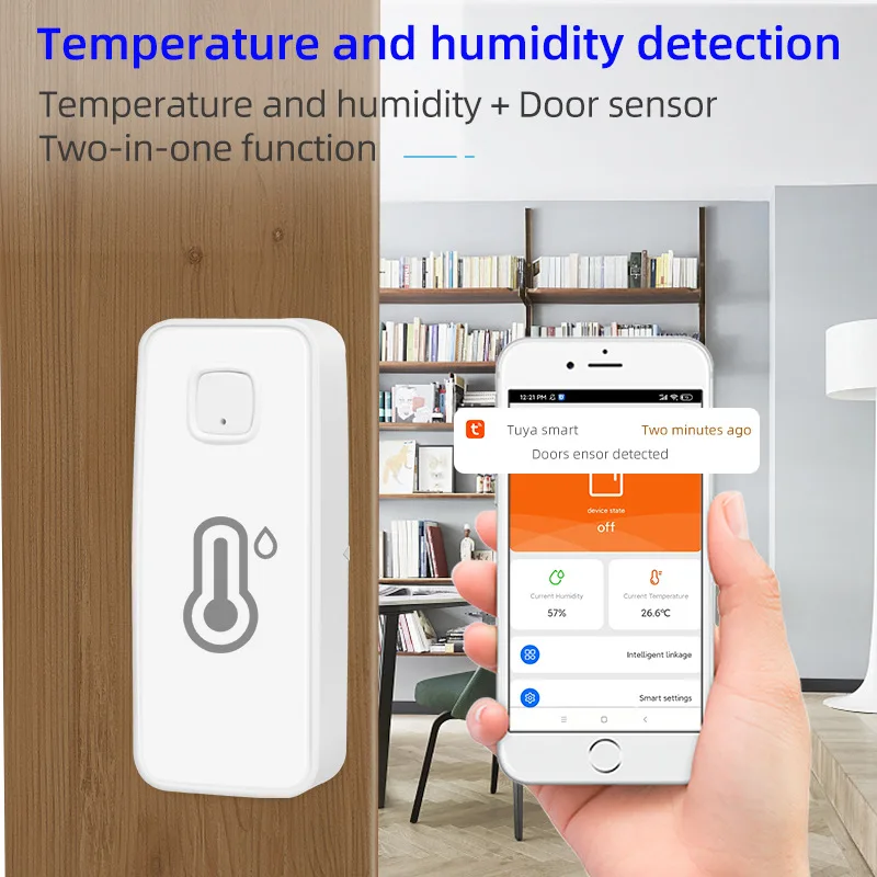 Работа с Alexa Google Home, магнитный датчик двери, 2 В 1, автоматическое напоминание о сигнализации в помещении, умный датчик, умный дом Изображение 5