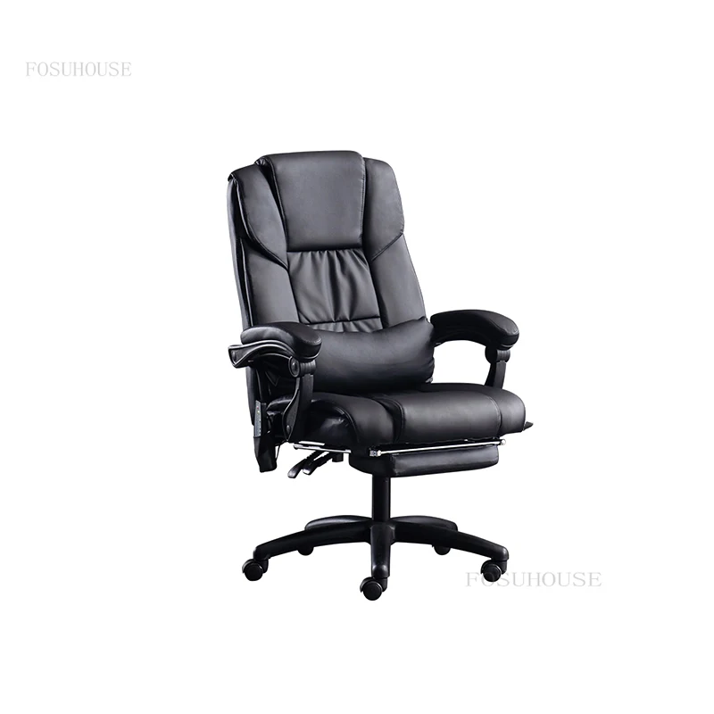 Современные минималистичные офисные кресла Кожаный Домашний Свет Роскошный диван Компьютерное кресло Boss Lift Поворотная спинка кресла Кресло для отдыха Изображение 1