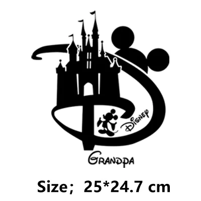 Термонаклейки Disney family design для одежды с принтом бабушки /Дедушки/Тети/Дяди/папы/мамы на футболке с утюгом на нашивках Изображение 2