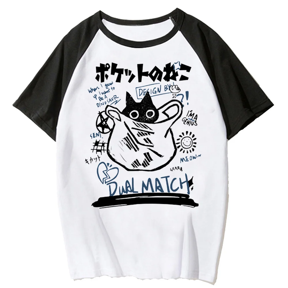 Футболка с принтом кота, женская летняя футболка с забавным комиксом, женская графическая одежда в стиле харадзюку Изображение 1