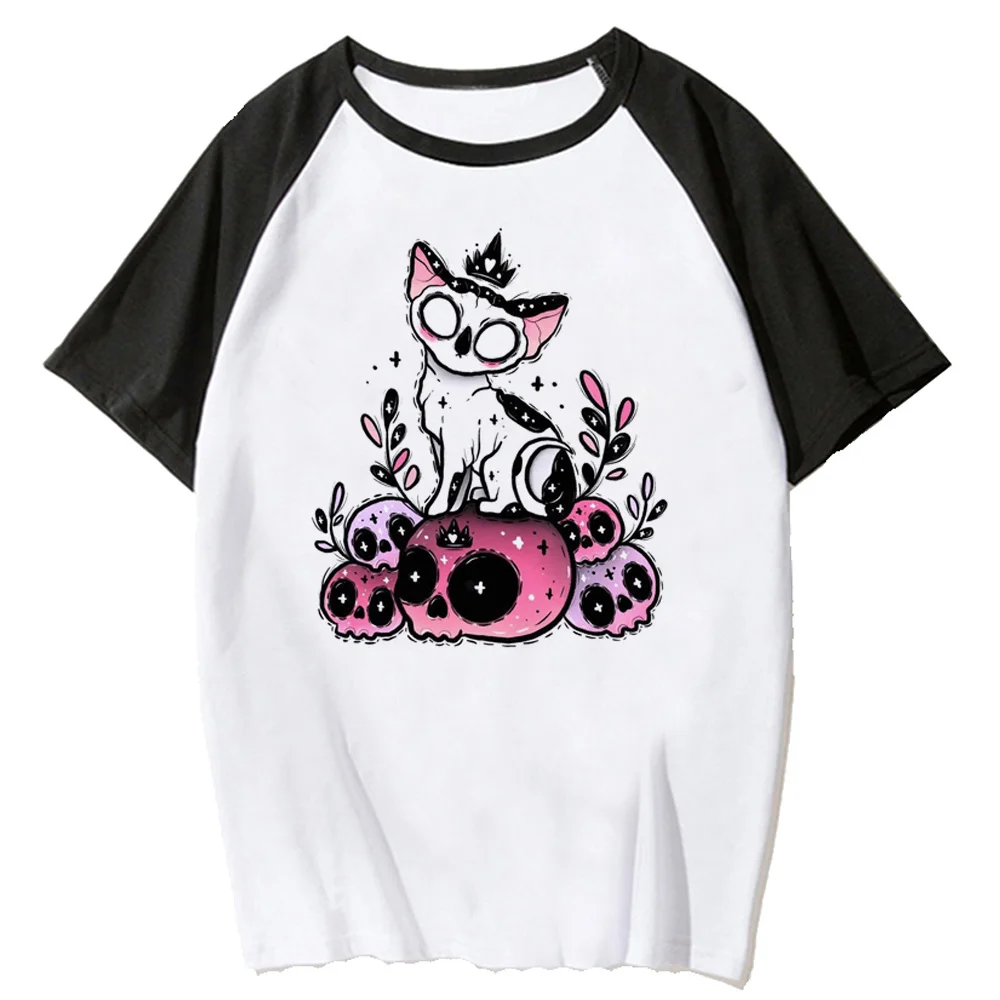 Футболка с принтом кота, женская летняя футболка с забавным комиксом, женская графическая одежда в стиле харадзюку Изображение 4