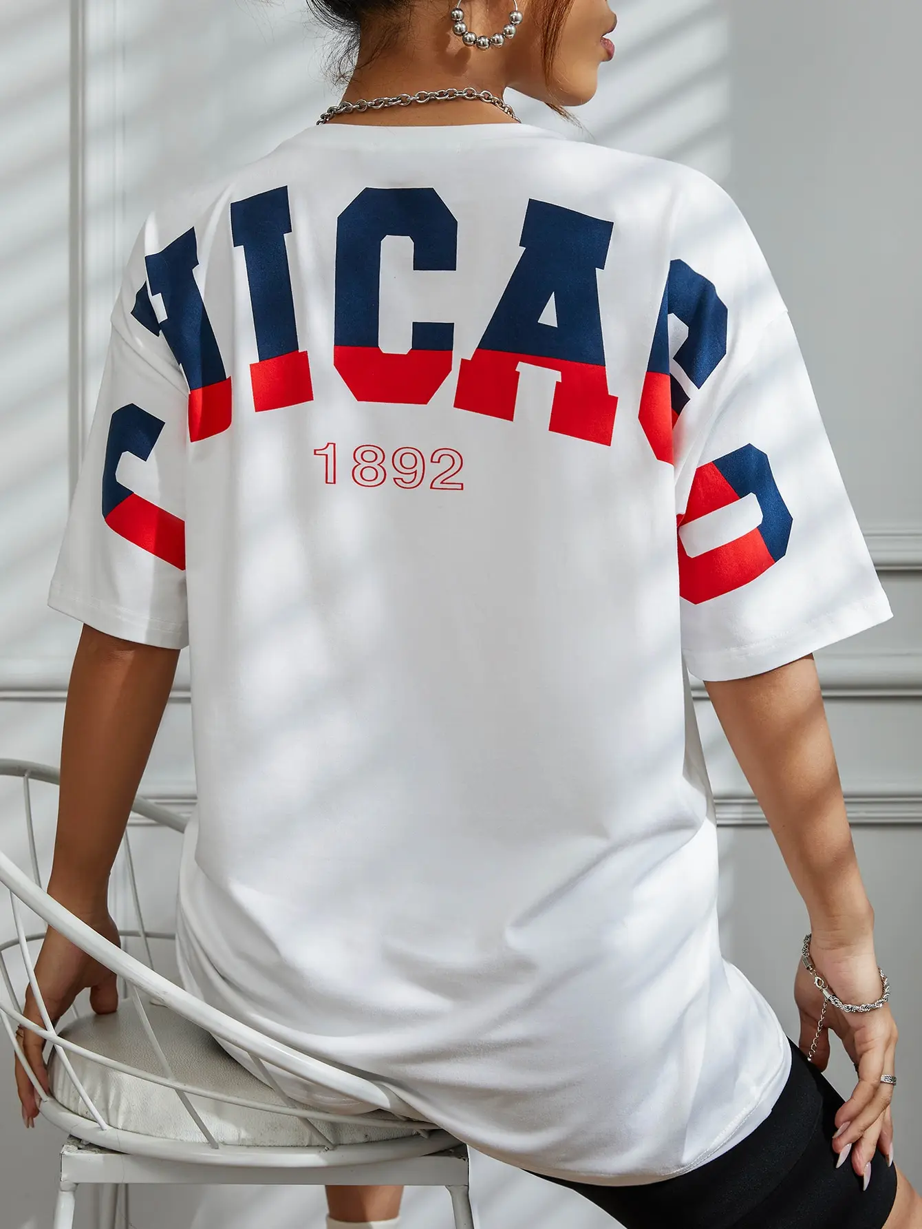 Чикаго 1892, индивидуальный графический дизайн, женская футболка, хлопковые летние футболки, повседневная мягкая футболка, летняя уличная одежда с коротким рукавом Изображение 4