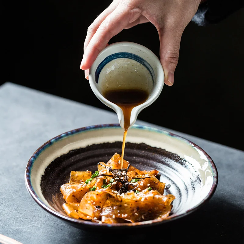 Японский глиняный диск для приправ Керамическая тарелка для приправ Соевый соус Блюдо для макания в уксус Тарелка для приправ Кухня Маленькая Тарелка для соуса Изображение 2