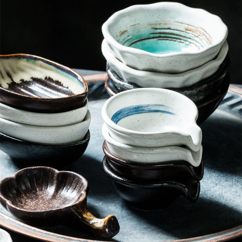 Японский глиняный диск для приправ Керамическая тарелка для приправ Соевый соус Блюдо для макания в уксус Тарелка для приправ Кухня Маленькая Тарелка для соуса Изображение 4
