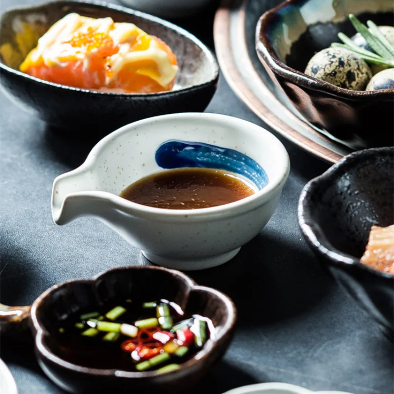 Японский глиняный диск для приправ Керамическая тарелка для приправ Соевый соус Блюдо для макания в уксус Тарелка для приправ Кухня Маленькая Тарелка для соуса Изображение 5